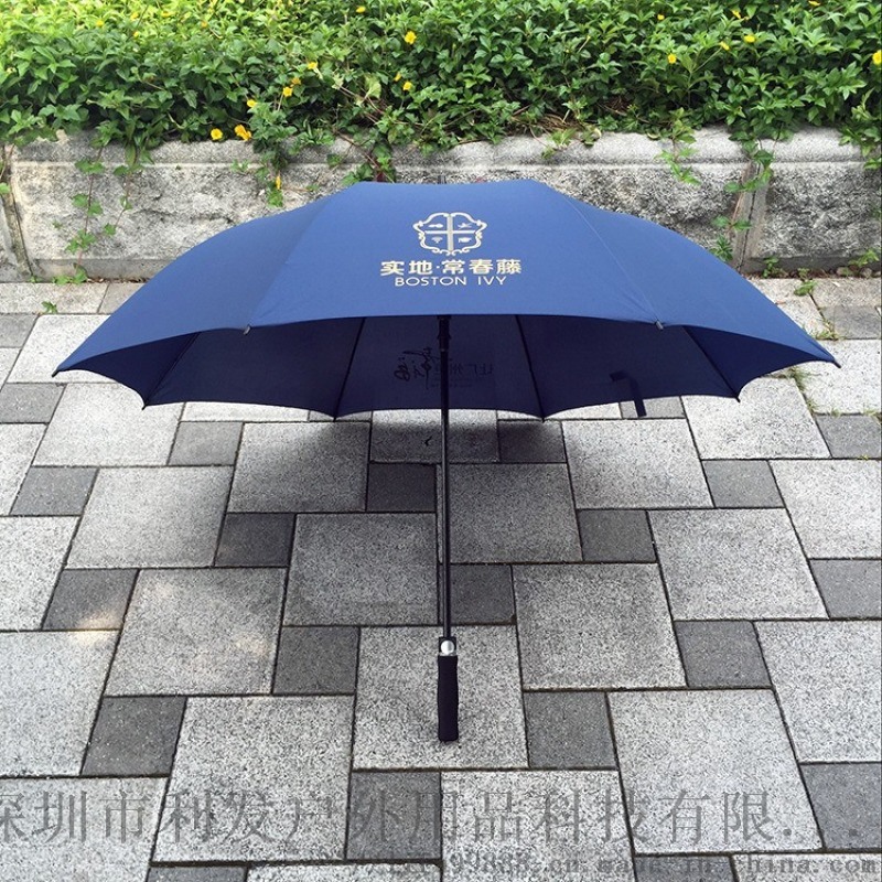 直桿纖維雨傘廣告?zhèn)阌陚愣ㄖ苐ogo超大抗風(fēng)高爾夫傘