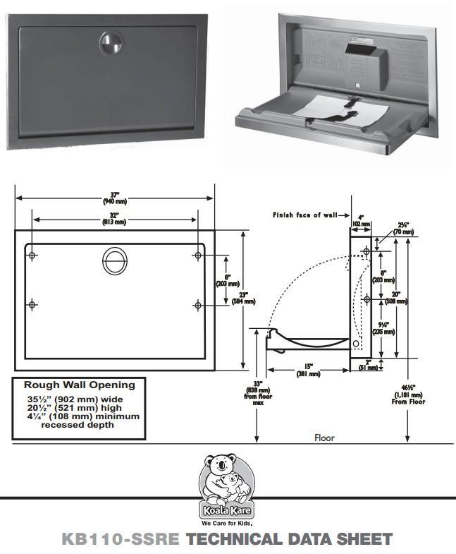 Bobrick保必麗 KB110-SSRE 嬰兒護(hù)理臺