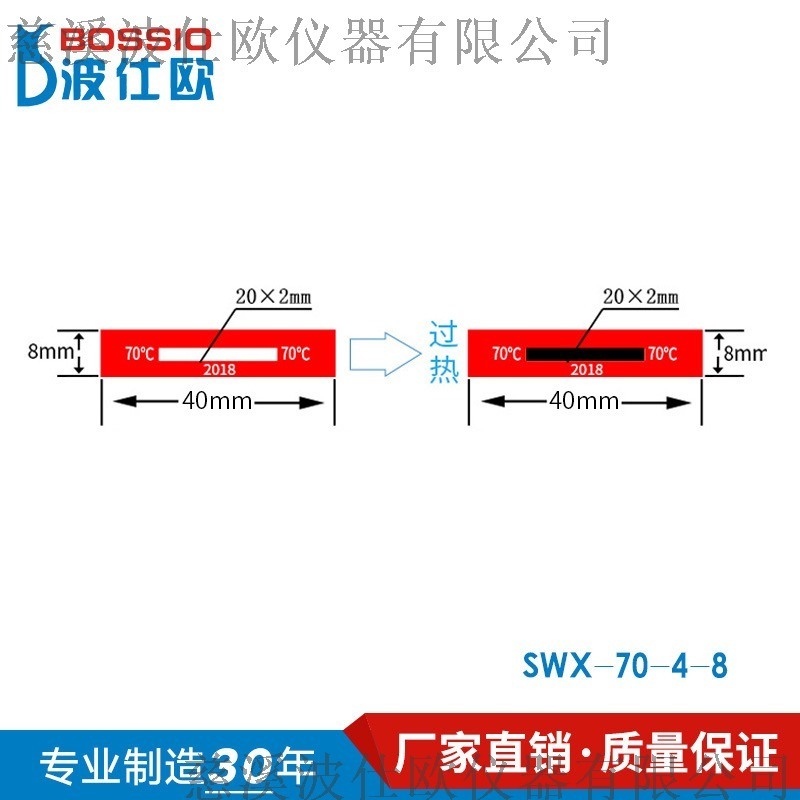 電纜感溫貼變色測溫貼片示溫紙SWX-70-4-8