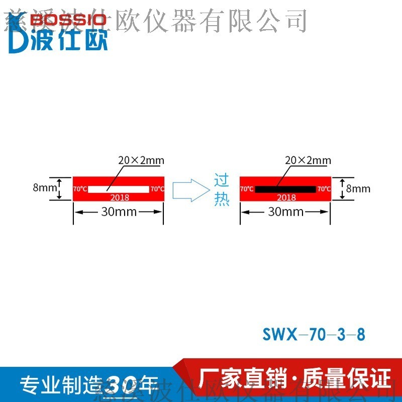 鐵路電纜感溫貼變色測溫貼示溫片SWX-70-3-8