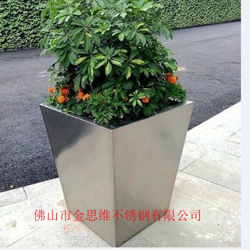 豪華不銹鋼花缽矩形廠家玫瑰金不銹鋼創意花盆供應