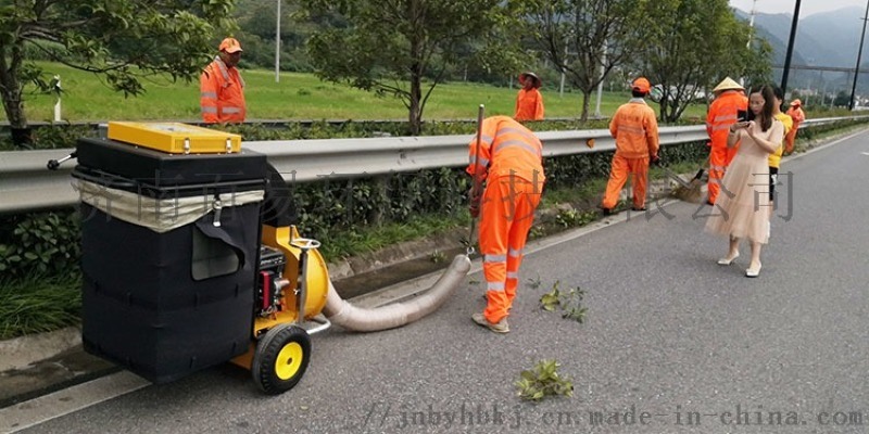 義烏公路管理處引進吸葉機用于快速路綠化帶落葉清理